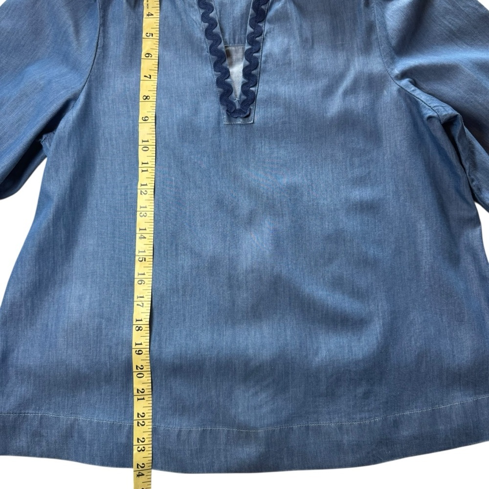 Crown & Ivy Blue Chambray Women's Top and Short Set Size Small - Picture 5 of 10